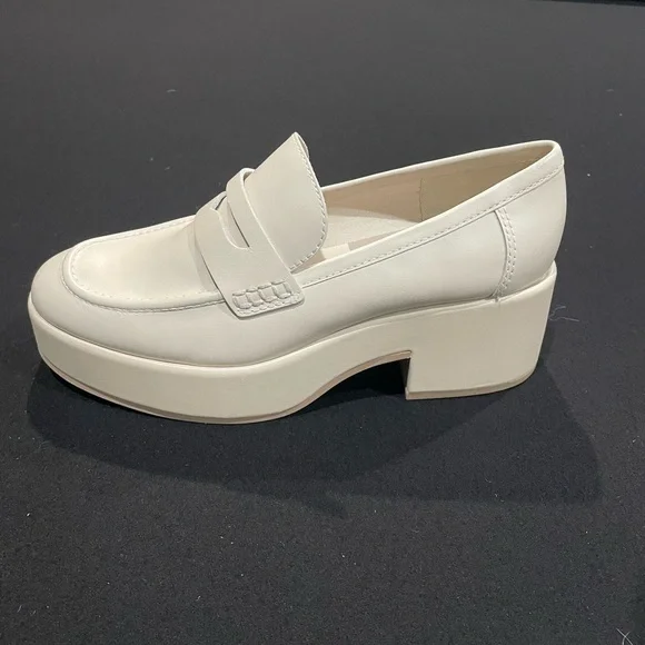 New! Dolce Vita Yanni Platform Leather Penny Loafer Cream - Picture 10 of 12
